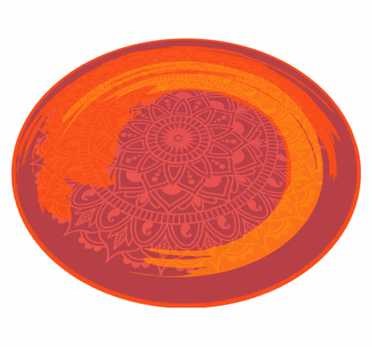 Red radiant motif mandala vinyl carpet - TenStickers
