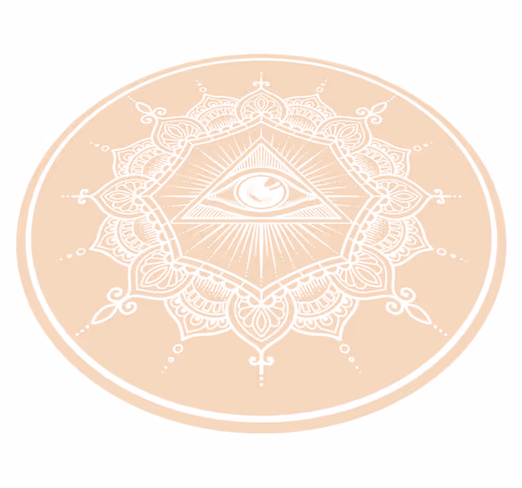 All-seeing beige eye mandala vinyl carpet - TenStickers