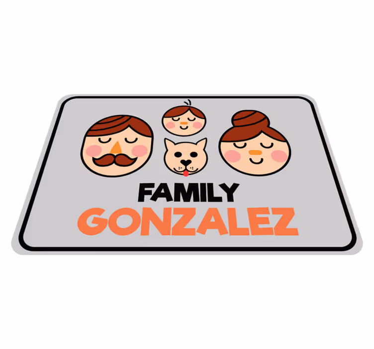 Personalized Family Illustration custom vinyl carpet - TenStickers
