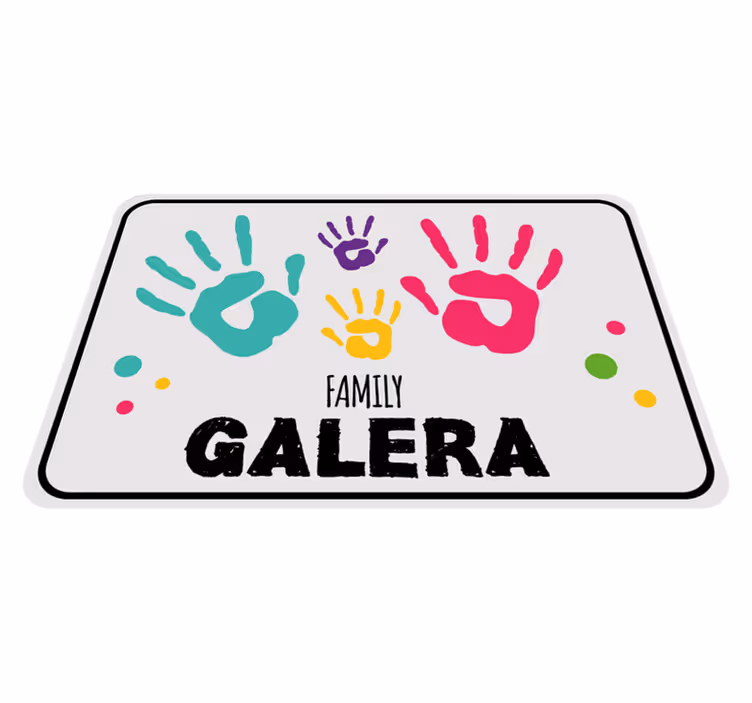 Handprints with family name entrance hall vinyl carpet - TenStickers