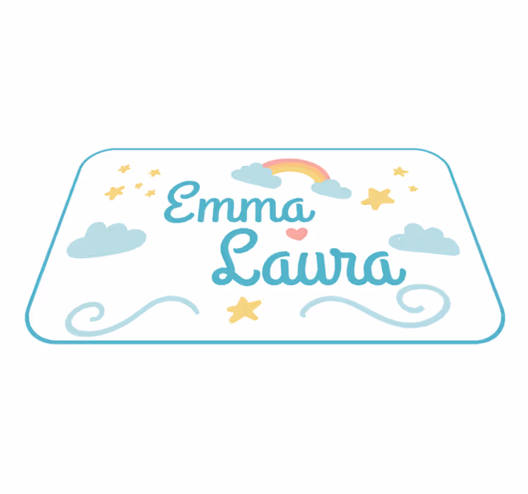Double name with rainbow kids vinyl carpet - TenStickers