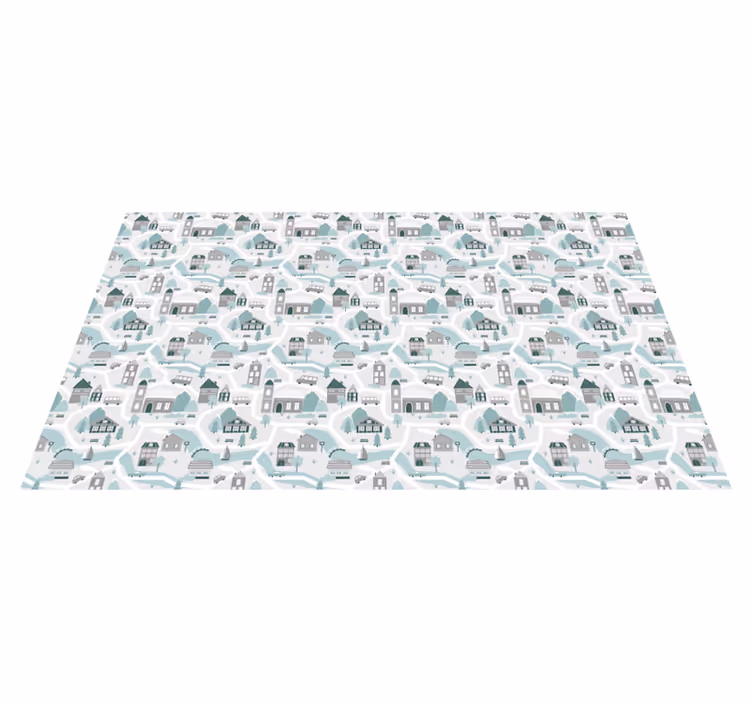 Charming Village Scene road vinyl carpet - TenStickers