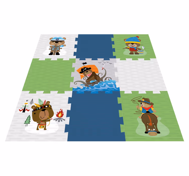 Cute bear adventure kids vinyl carpet - TenStickers