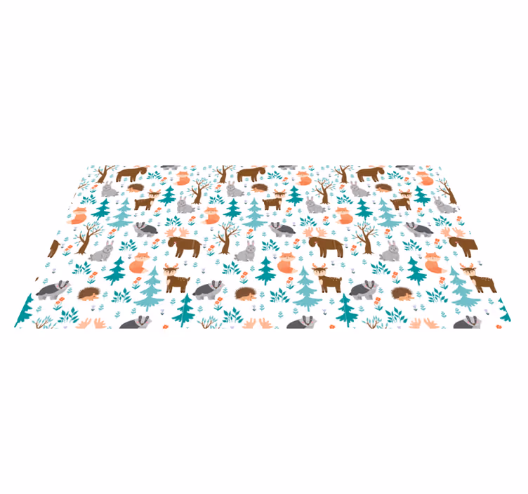Whimsical Forest Creatures nursery vinyl carpet - TenStickers