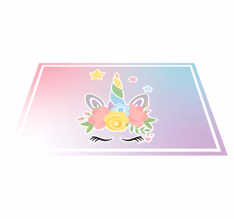 Unicorn Floral Charm kids vinyl carpet - TenStickers