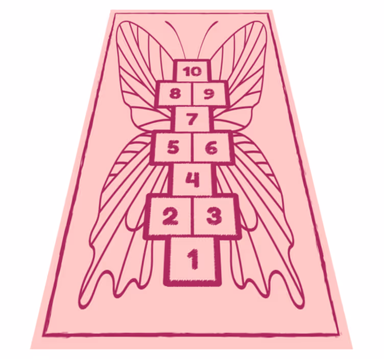 Pink butterfly hopscotch game vinyl carpet - TenStickers