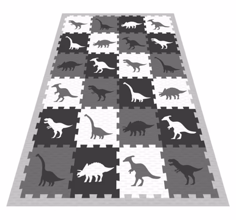 Grey dinosaur motif kids vinyl carpet - TenStickers