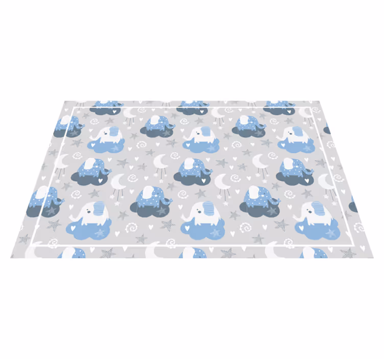 Blue nordic elephants kids vinyl carpet - TenStickers