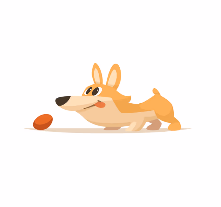 Playful Corgi Chase kids vinyl carpet - TenStickers
