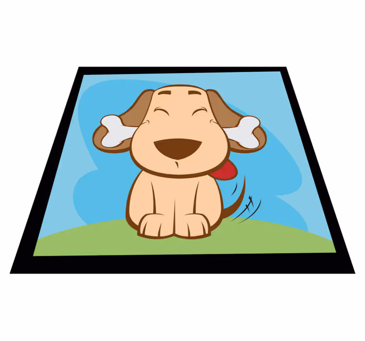 Happy dog with bone animal vinyl carpet - TenStickers