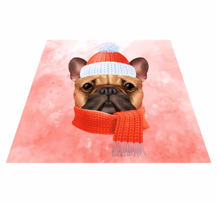 French bulldog winter animal vinyl carpet - TenStickers