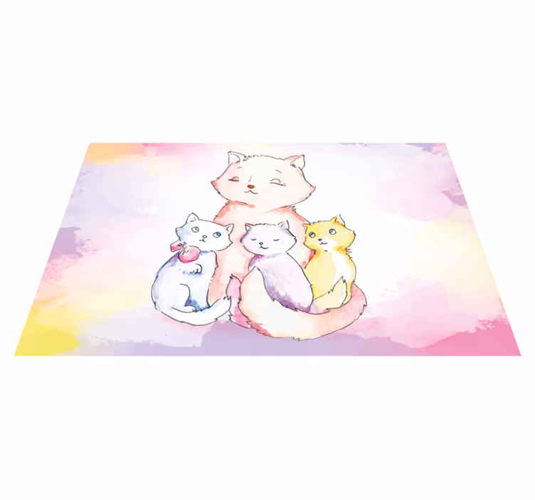 Cute Cat Family nursery vinyl carpet - TenStickers