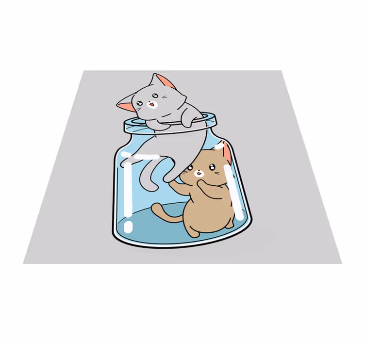 Cute cats jar animal vinyl carpet - TenStickers