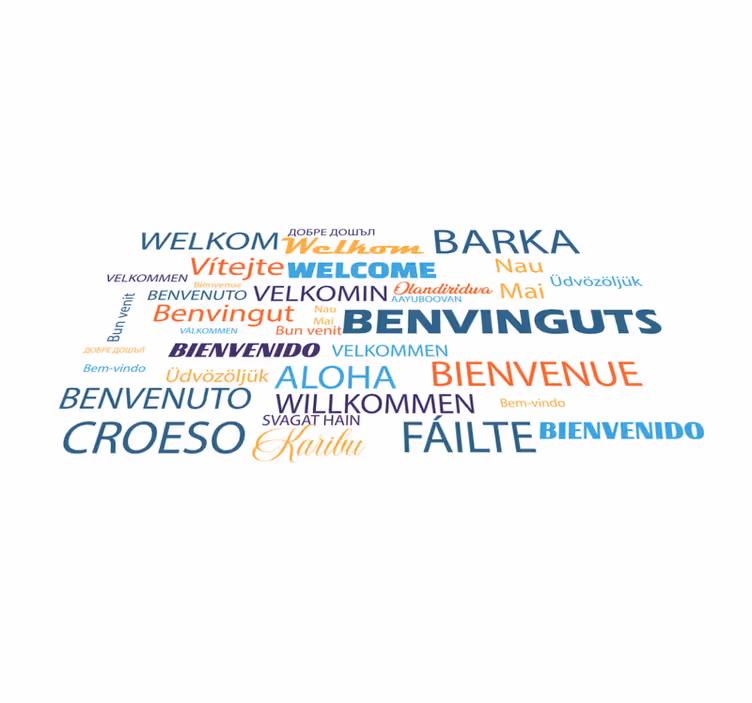 Welcome language variations entrance hall vinyl carpet - TenStickers