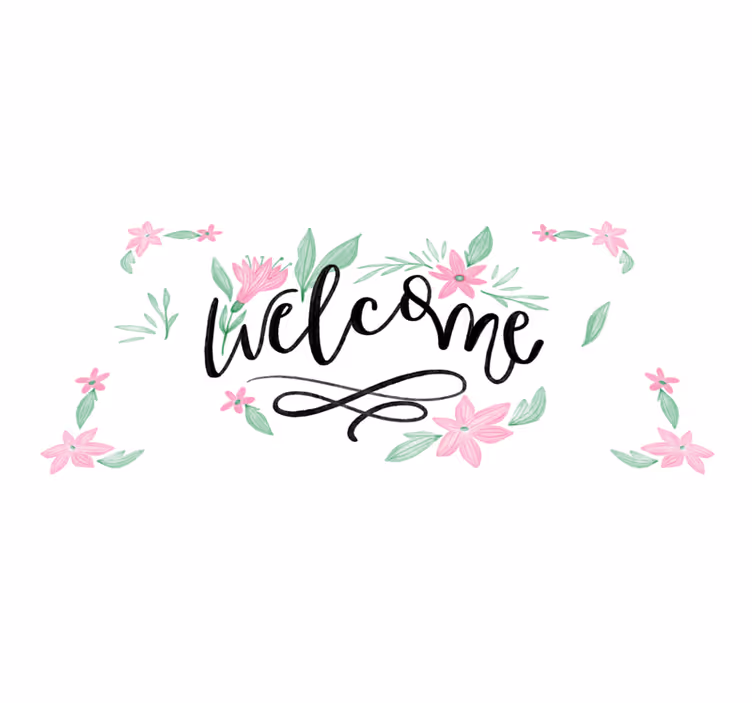 Welcome home flowers entrance hall vinyl carpet - TenStickers