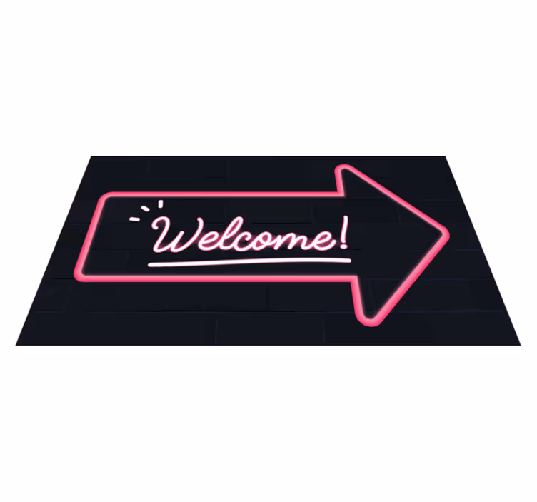 Welcome pink arrow entrance hall vinyl carpet - TenStickers