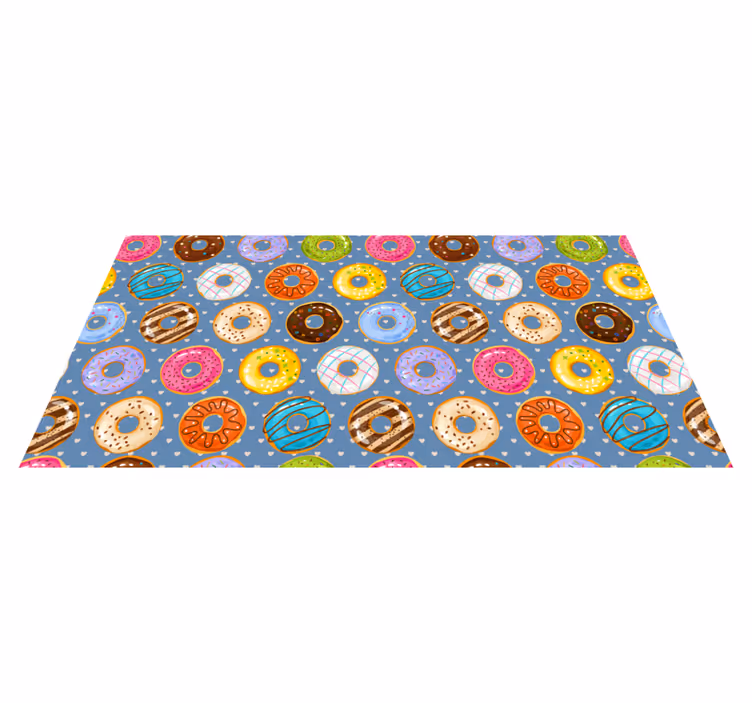 Vibrant donut motif kitchen vinyl carpet - TenStickers