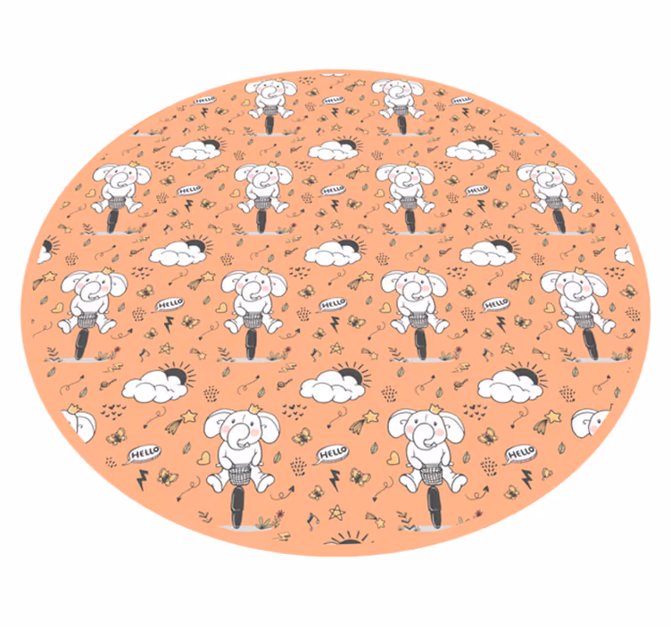 Cheerful Elephant Theme kids vinyl carpet - TenStickers