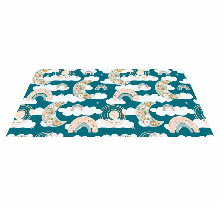 Floral Moon Rainbows kids vinyl carpet - TenStickers