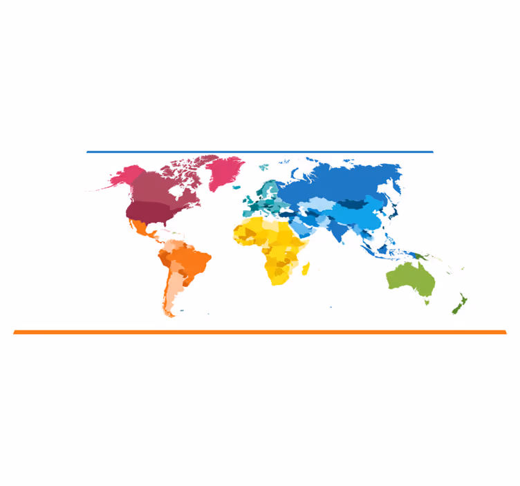 World map vinyl carpet in vibrant colors - TenStickers