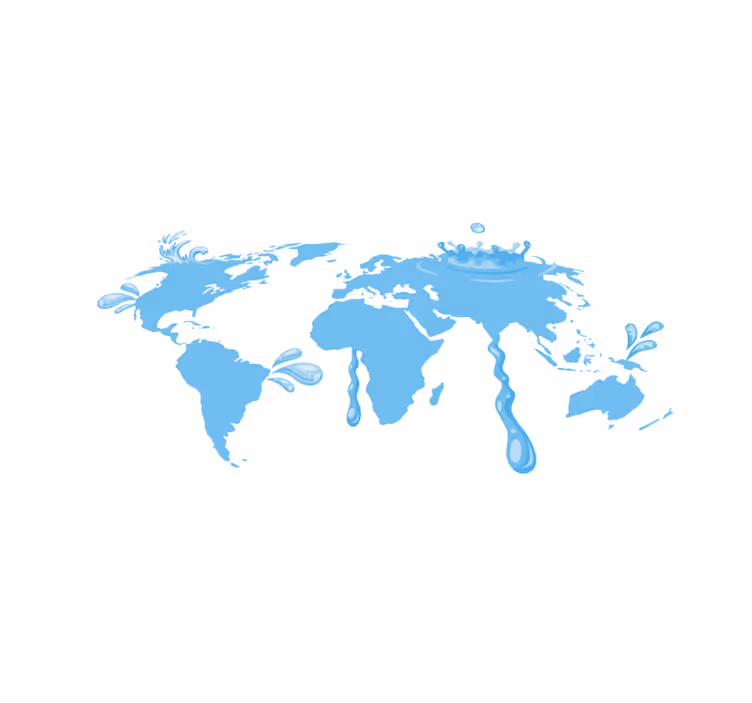 Blue water design world map vinyl carpet - TenStickers