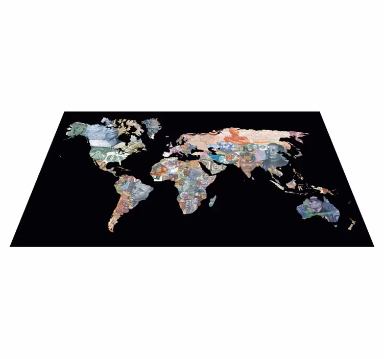 Global Currency Map world map vinyl carpet - TenStickers