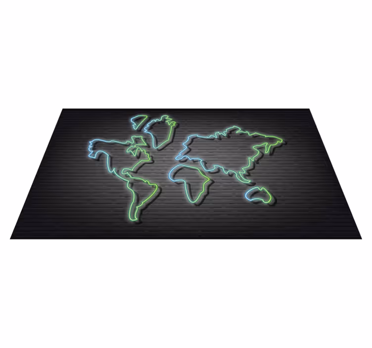 Neon Outline world map vinyl carpet - TenStickers