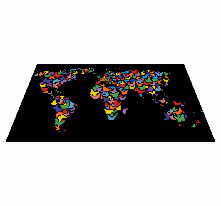 Colorful Butterfly Map world map vinyl carpet - TenStickers
