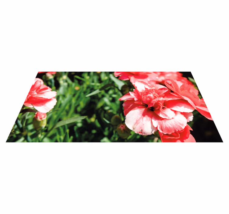 Pink blooms and grass floral vinyl carpet - TenStickers