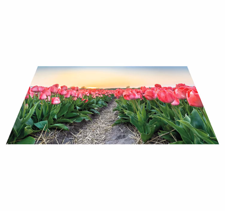 Tulip Field Perspective floral vinyl carpet - TenStickers