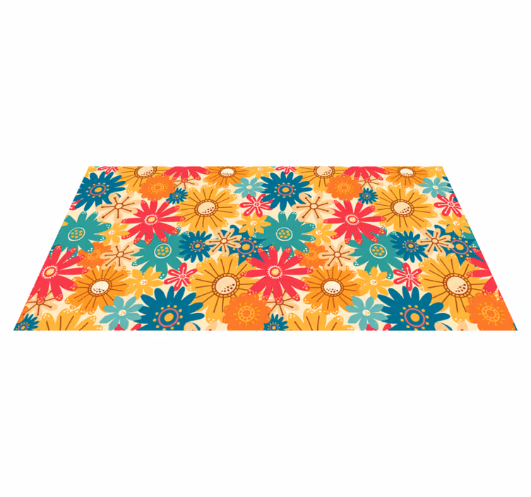 Floral vinyl carpet with colorful flower design - TenStickers
