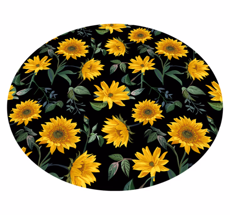 Sunflower Botanical Element floral vinyl carpet - TenStickers