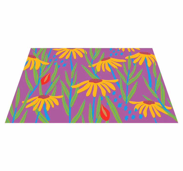Purple botanical arrangement floral vinyl carpet - TenStickers