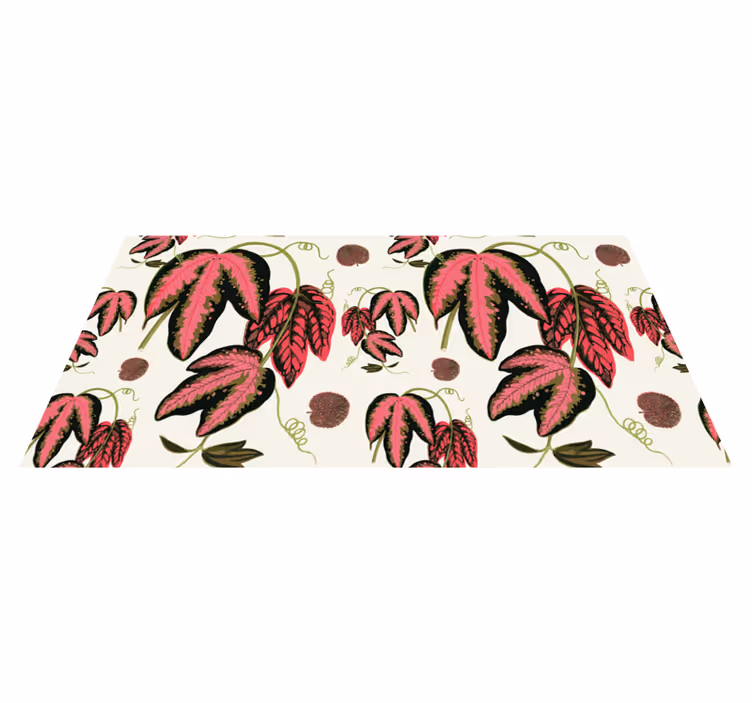Pink Leaf Pattern floral vinyl carpet - TenStickers