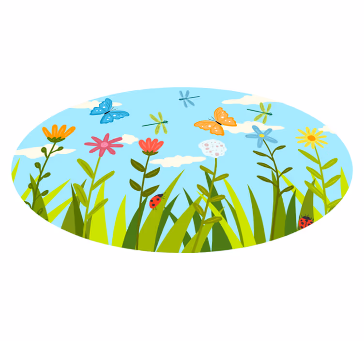Floral vinyl carpet in a blooming garden scene - TenStickers