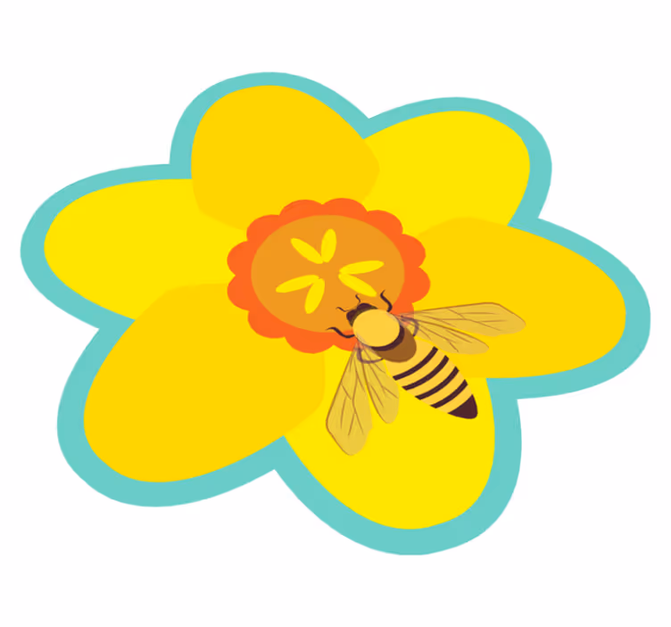Bee on a sunflower floral vinyl carpet - TenStickers