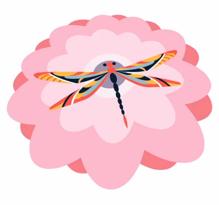 Colorful Dragonfly Centerpiece floral vinyl carpet - TenStickers