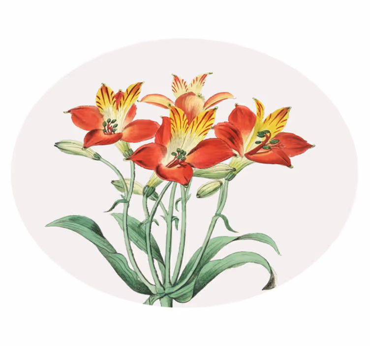 Lively Red Blossoms floral vinyl carpet - TenStickers