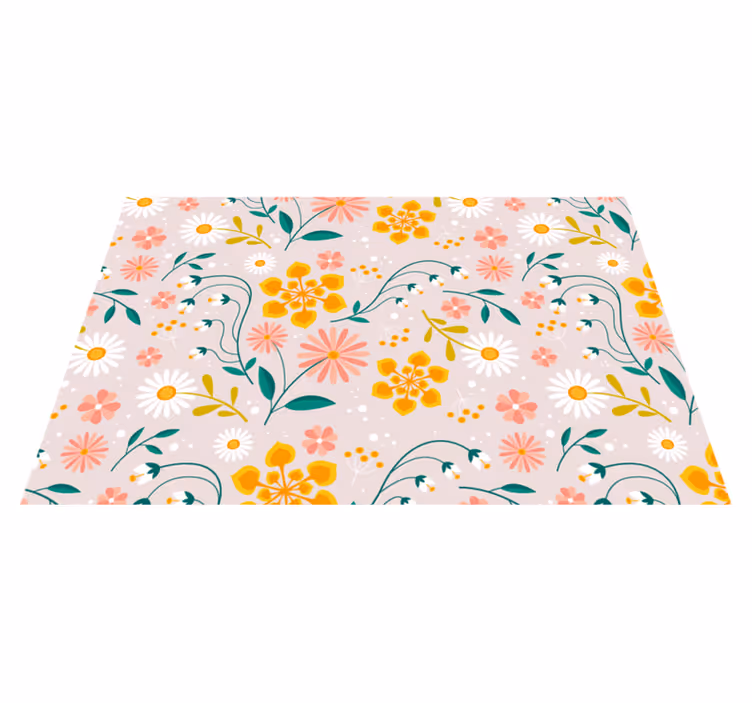 Floral vinyl carpet in daisy field design - TenStickers