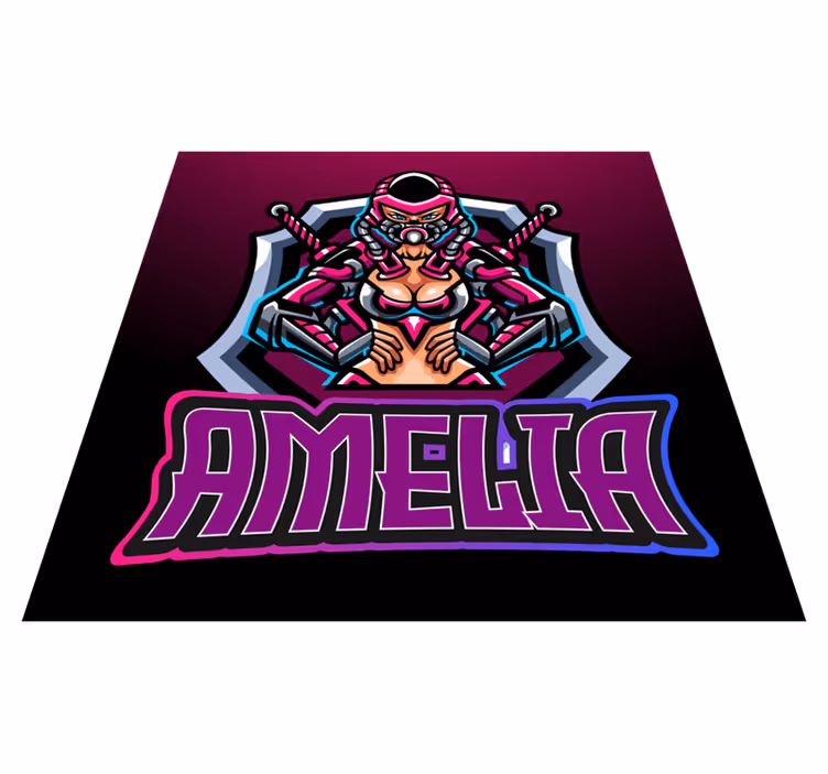 Gaming heroine with name teen vinyl carpet - TenStickers