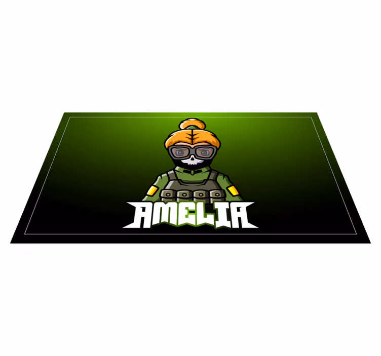Woman soldier with name teen vinyl carpet - TenStickers