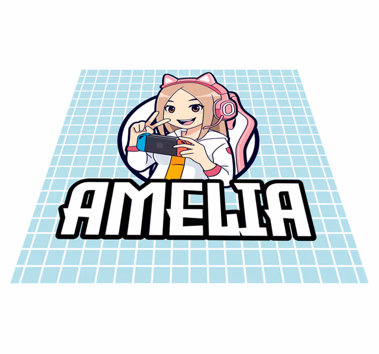 Gaming girl with name teen vinyl carpet - TenStickers