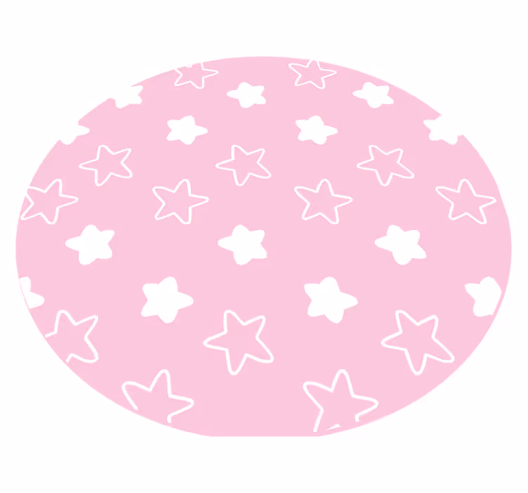 Pink Star Pattern circular vinyl carpet - TenStickers