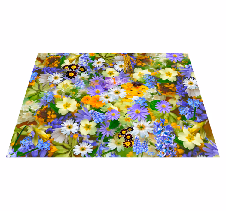 Lively Blossom Concept floral vinyl carpet - TenStickers