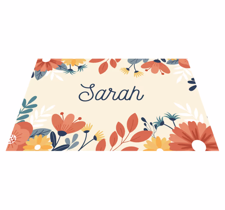Personalized Floral Name custom vinyl carpet - TenStickers
