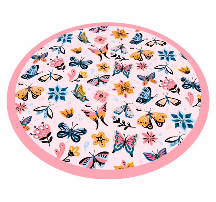 Vibrant Butterfly Emblem kids vinyl carpet - TenStickers