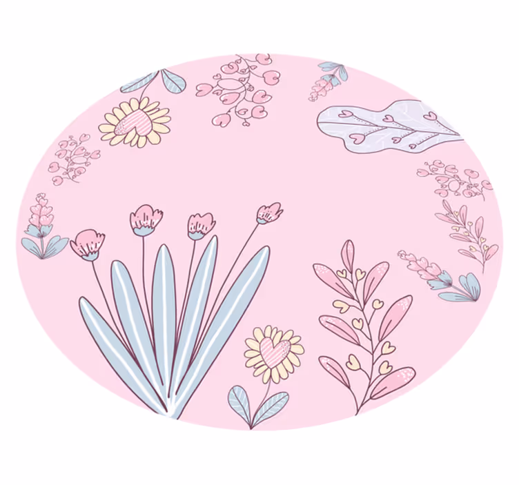 Floral vinyl carpet with heart patterns - TenStickers
