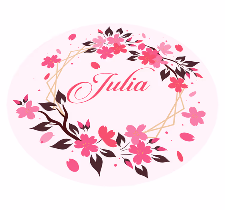 Botanical crown with name bedroom vinyl carpet - TenStickers