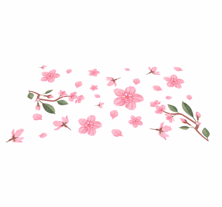 Pink Blossom Motif floral vinyl carpet - TenStickers