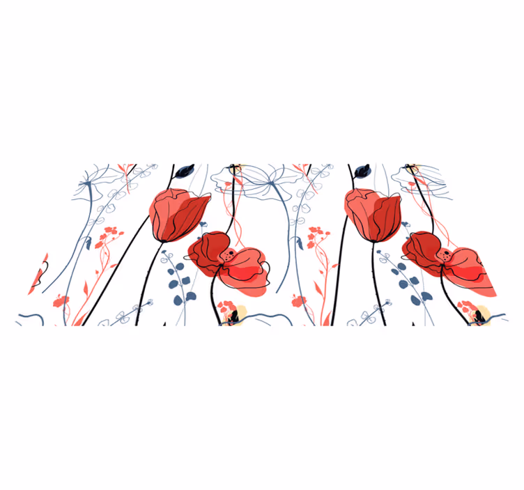 Crimson Blossom Grace floral vinyl carpet - TenStickers